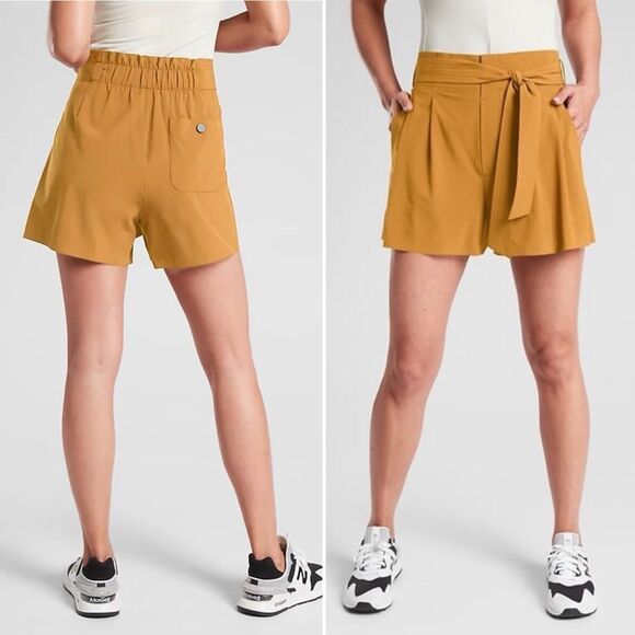 Athleta Skyline ii Shorts Active Quick Dry Athleisure Short Tuscan Gold Size 8 - Picture 1 of 11
